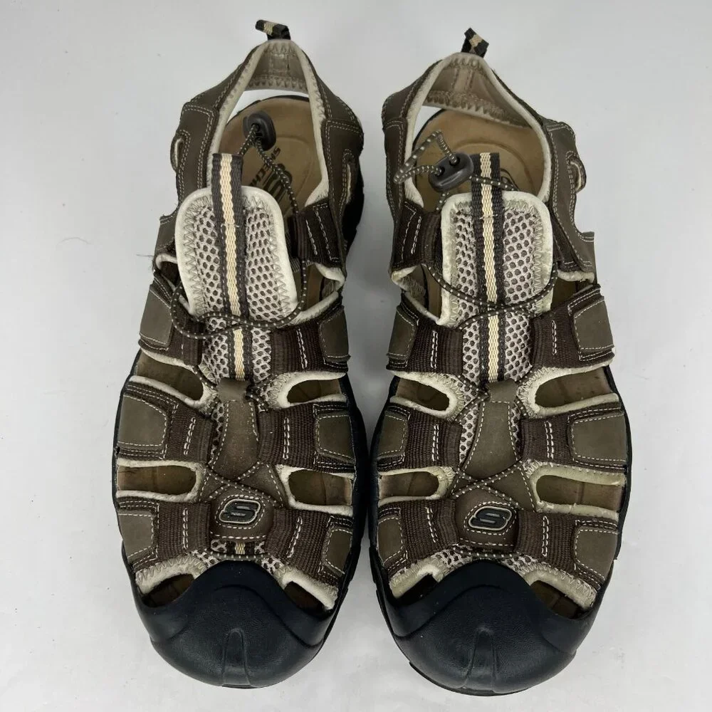 Skechers Mens 50492 Brown Tan Journeyman Waterproof Bungee Lace Size 12 Sandals